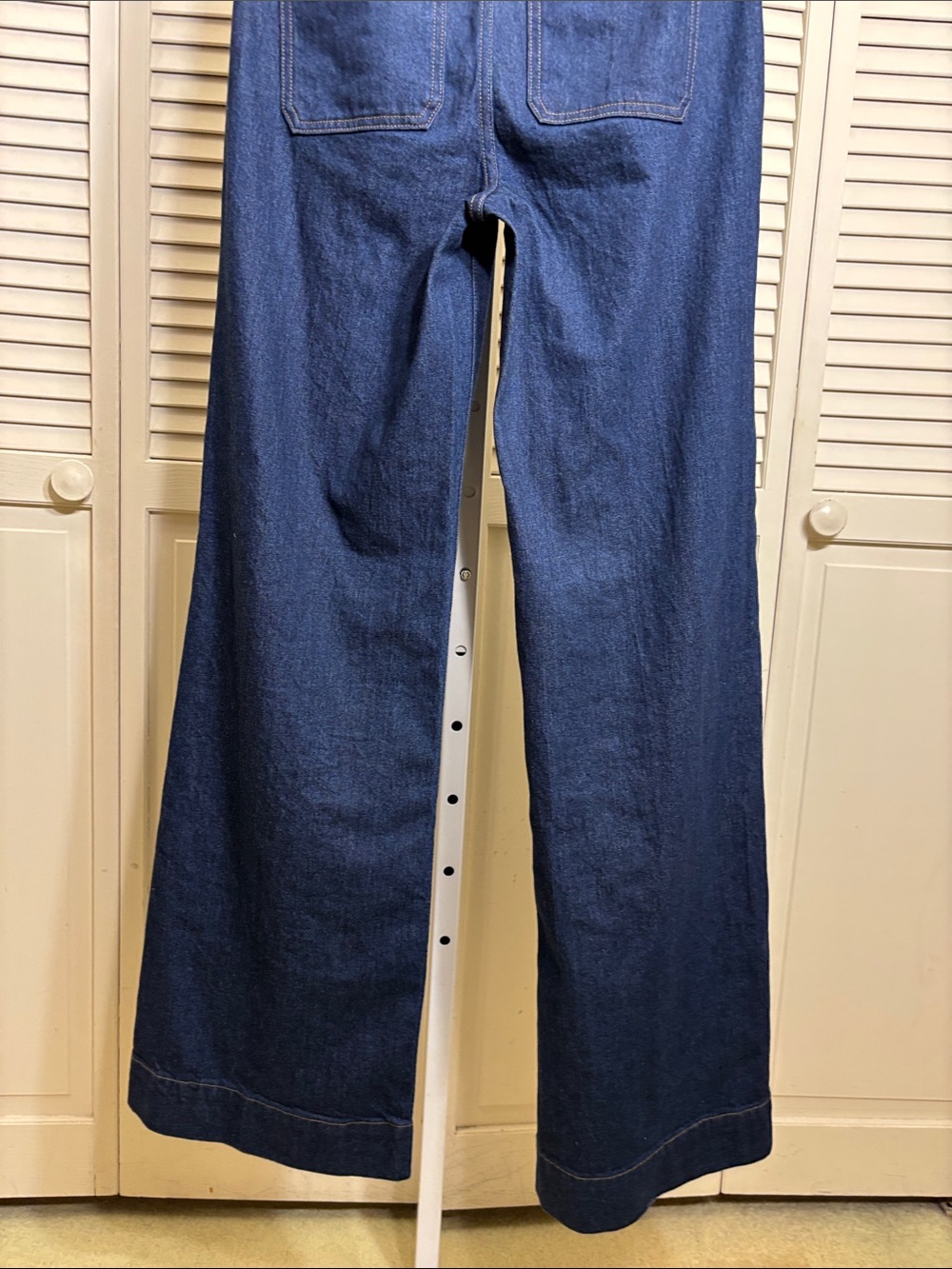 J. Crew Dark Blue Denim Trouser Wide Leg Jean with Stacked Buttons Size 26 Tall - Picture 13 of 16